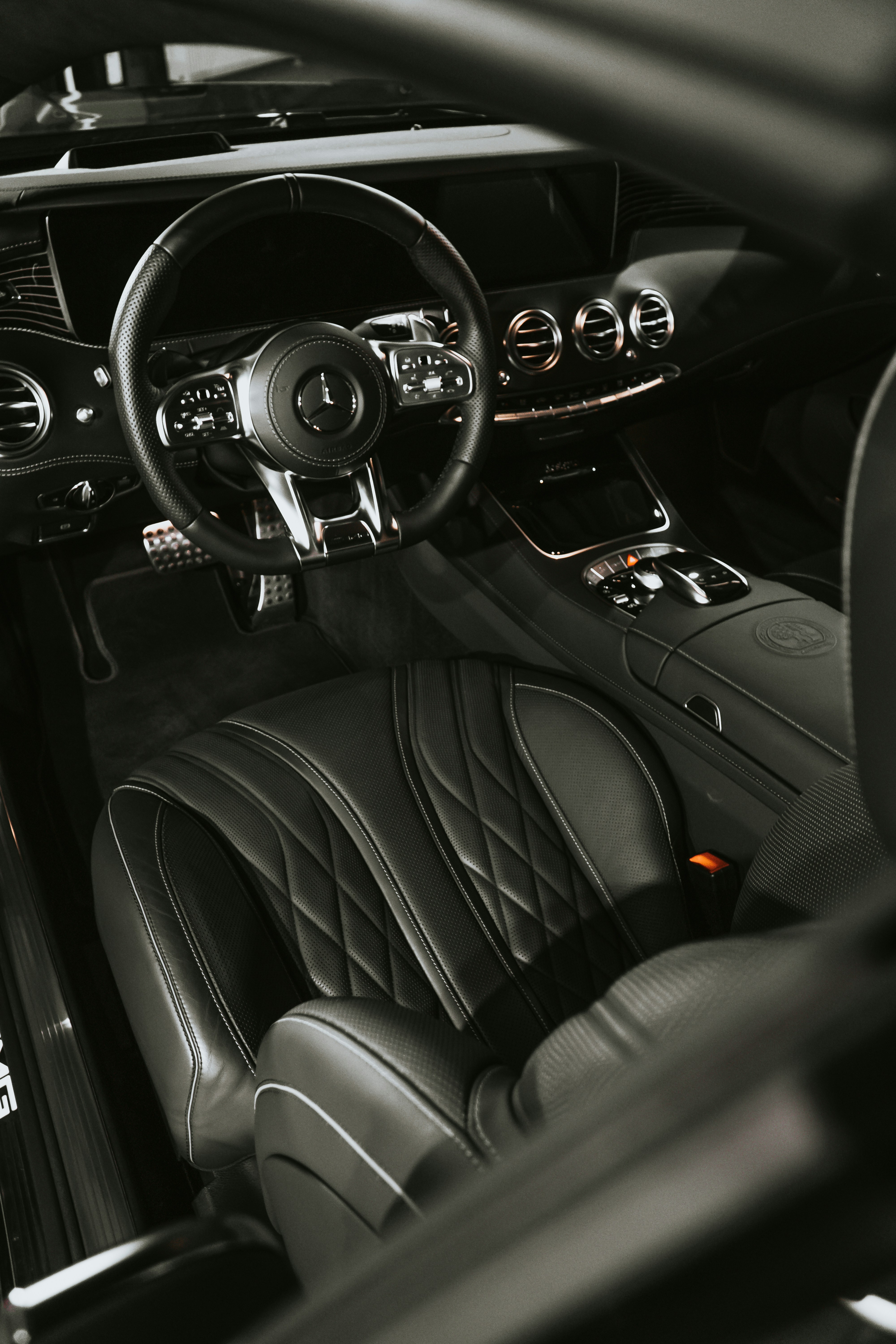 Detail of a luxury car interior